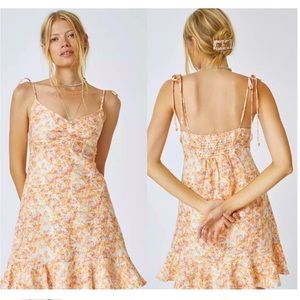 Anthropologie Cloth & Stone Linen Smocked Mini Dress